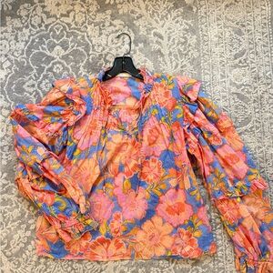 Karlie Pink and Orange Floral Blouse